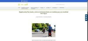 Agente civil de tránsito gestionando el tráfico en corredor de salida de Bogotá durante Semana Santa