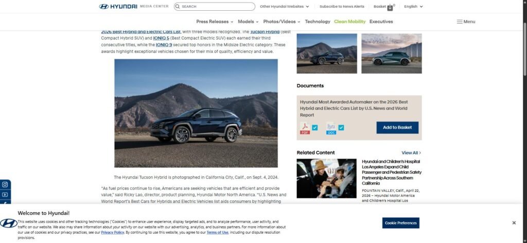 Hyundai Tucson Hybrid 2026, SUV híbrida de segmento compacto premiada por U.S. News